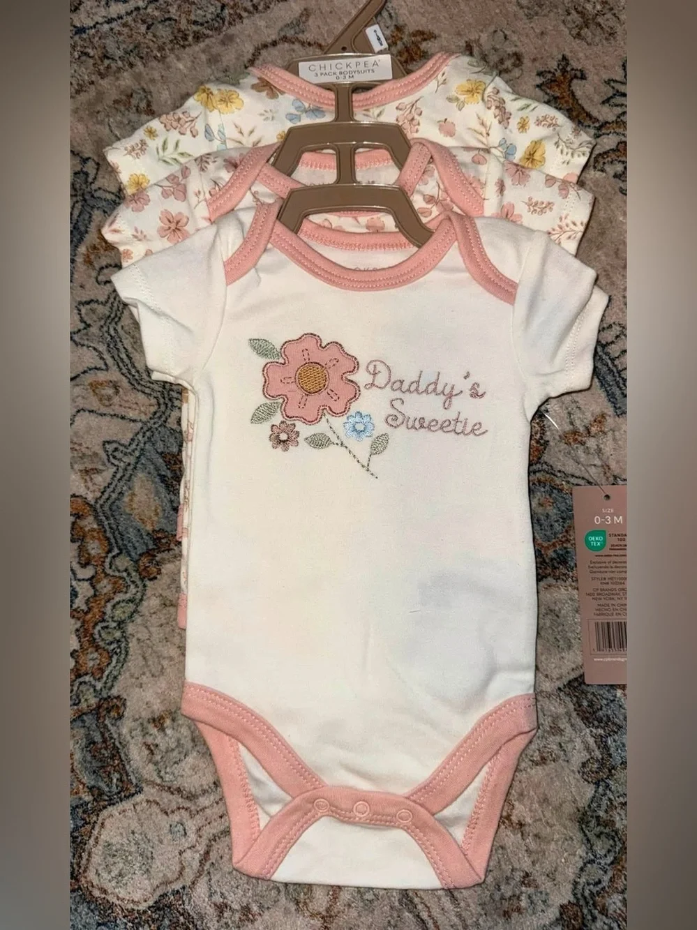 Infant sz 0/3 mo Floral & Pink Bodysuit Set & Lot - Soft Cotton Baby Onesies